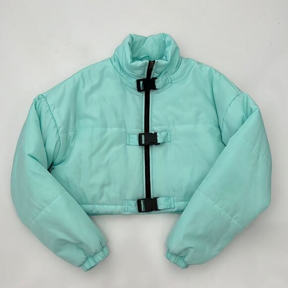 Superdown Ava Cropped Puffer Jacket in Aqua - Picture 2 of 13